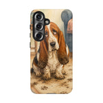 Guilty Basset Hound Phone Case, Muddy Watercolor Art Cover