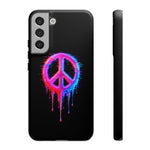 Glitch Peace Sign Phone Case, RGB Melt Digital Art Tough Cover, Gift