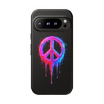Glitch Peace Sign Phone Case, RGB Melt Digital Art Tough Cover, Gift