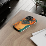 Siamese Cat Retro Halftone Portrait Case - Orange Teal Print