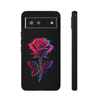Glitch Rose Neon Phone Case Vaporwave Tough Cover
