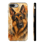 German Shepherd Loyal Watercolor Portrait Art Tough Phone Case
