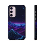 Retro Neon Mountains Phone Case | Vaporwave Galaxy Landscape
