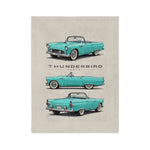 Turquoise 1955 Thunderbird Illustration Blanket | Retro Classic Car Throw