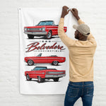 1966 Belvedere Convertible Red Banner 34x56 Garage Man Cave Wall Decor Gift