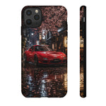 Red FD RX-7 Blossom Alley Tough Phone Case - Rain-Slicked Night