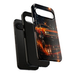 Orange Cuda Phone Case, Rainy City Night Muscle Car Tough Cover
