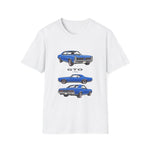 Blue 1966 GTO Muscle Car Trio Illustration T-Shirt | Classic Auto Shirt
