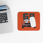 1969 Camaro SS Muscle Car Mouse Pad | Retro Racing Stripes, Orange