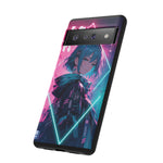 Anime Girl Phone Case Teal, Neon Kanji Calm Gradient Tough Cover