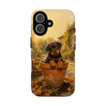 Rottweiler Puppy in Flower Pot Tough Case | Floral Dog Phone Cover