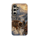 Saint Bernard Winter Rescue phone case | snowy mountain dog scene