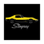 1969 Chevy Corvette Stingray Poster Classic C3 Sports Car Wall Art Print Yellow
