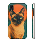 Siamese Cat Retro Halftone Portrait Case - Orange Teal Print