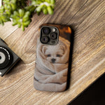Maltese Puppy Burrito Phone Case, Cozy Blanket Portrait