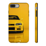 Yellow Skyline Phone Case, R34 GTR 90s JDM Legend Tough Cover for Men Gift