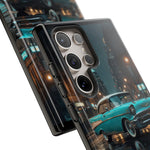 Vintage Teal 1957 Bel Air Classic Car Tough Case | Retro Rainy City Phone Cover