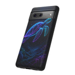 Neon Cyber Sea Turtle Tough Phone Case Ocean Design