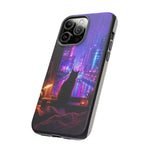 Lo-Fi Cat Neon Rain Window Vaporwave Art Tough Phone Case