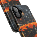 Orange Daytona Phone Case, Rainy City Night Muscle Car Tough Cover