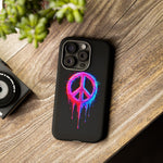 Glitch Peace Sign Phone Case, RGB Melt Digital Art Tough Cover, Gift