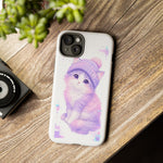 Pastel Cat Beanie Phone Case, Glitch Color Block Cover, Gift