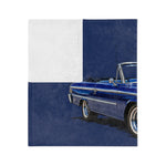 1963 Blue Galaxie Convertible Illustration Blanket | Classic Car Artwork