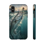 Striped Bass Phone Case, Sunset Topwater Strike Cover for Anglers