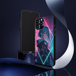 Anime Girl Phone Case Teal, Neon Kanji Calm Gradient Tough Cover