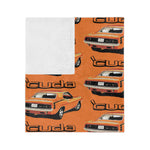 1970 Cuda 340 Orange Microfiber Throw Blanket Muscle Car Gift
