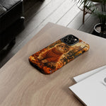 Autumn Cat Phone Case, Fallen Leaves Painterly Cover