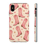 Pink Cowboy Boots phone case | Western pattern | Pastel stars