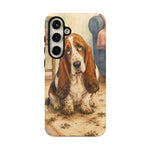 Guilty Basset Hound Phone Case, Muddy Watercolor Art Cover