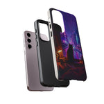 Lo-Fi Cat Neon Rain Window Vaporwave Art Tough Phone Case