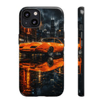 Orange Daytona Phone Case, Rainy City Night Muscle Car Tough Cover