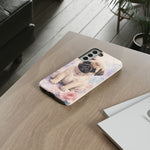 Pug Puppy Phone Case, Pastel Watercolor Heart Collar Cover