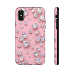 Pink Rhinestone Diamond Pattern Phone Case | Sparkle Gem Print