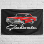 1963 Galaxie 500 Fastback Wall Flag Banner 34x56 Red Classic Car Decor