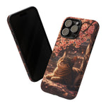 Cherry Blossom Cat Phone Case, Painterly Spring Art Cover