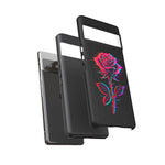 Glitch Rose Neon Phone Case Vaporwave Tough Cover