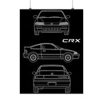CRX Blueprint Poster JDM Classic Import Tuner Wall Art Garage Decor Gift