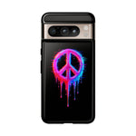 Glitch Peace Sign Phone Case, RGB Melt Digital Art Tough Cover, Gift