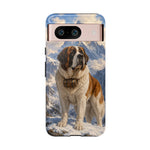 Saint Bernard Dog Phone Case | Mountain Snow Scene, Protective Tough Case