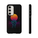 Synthwave Wireframe Hand Retro Sun Phone Case Tough Case