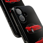 C4 Corvette Art Phone Case Red, Three-View Vector Cover, Gift