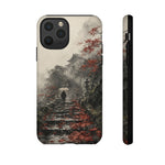 Autumn Temple Steps phone case | Japanese watercolor landscape cover