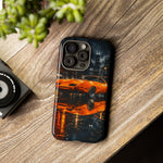 Orange Daytona Phone Case, Rainy City Night Muscle Car Tough Cover