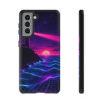 Neon Lighthouse Grid Ocean Art Tough Phone Case
