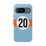 Copy of Blue Orange Number 20 Retro Racing Stripe Tough Phone Case Cover