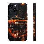 Orange Cuda Phone Case, Rainy City Night Muscle Car Tough Cover